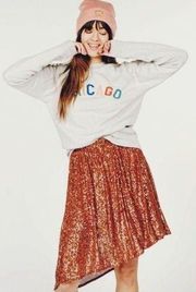 FREE PEOPLE Skirt Medium Last Dance Sequin Asymmetrical Bronze Party Cocktail