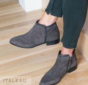 Italeau Miralda Studded Suede Ankle Boots Booties Gray Women's Size 36 5.5