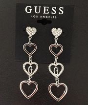 Guess Silver Quadruple Hearts w Crystals and G