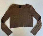 House of Harlow wool cashmere blend ribbed crop sweater size large brown