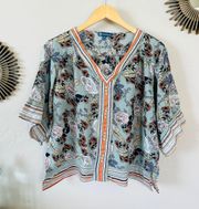 tops | floral bohemian sage green flowy lightweight oversized top