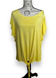 New Seven 7 Flutter Short Sleeve Tie Front T-Shirt Top Sunshine Yellow Size XL