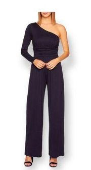 Susana Monaco One Shoulder Twist Jumpsuit in navy blue NWT