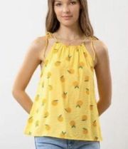 Perch Blu Pepper Tank Top 2XL Yellow Oranges Fruit Halter Tie Straps Lightweight