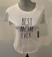 Rae Dunn Best Mom Ever T-shirt Top White Pink XS New NWT New Mom Mother’s Day
