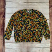 LuLaRoe Zip Up Large Jacket Yellow Blue Orange Print