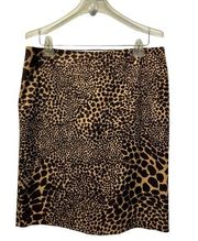 Trina Turk Leopard Print Corduroy pencil Skirt Size 10 brown tan