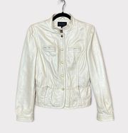 Wilsons Leather Pelle Studio White Leather Jacket Size Medium 90s Y2K Snap