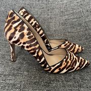 Ann Taylor Calf Hair Pumps Leopard Zebra Pointy Toe Leather Women’s Size 9