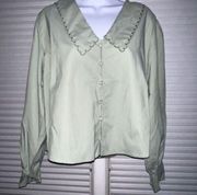 Daisy Street Frill Collar Loop Button Blouse (Small)