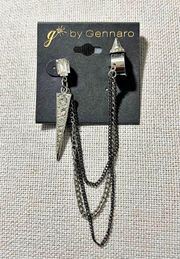 Gennaro Single Long Spike Chain Earring w/Non-Pierced Helix Cuff Earring, NWT