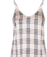 $230 NWT Morgan Lane Petal Jac Silk Pink Plaid Lace Tank Small S