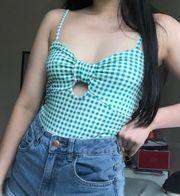 green gingham bodysuit