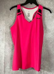 FILA Hot Pink Racerback Tank Top Built In Sports Bra | Size Large