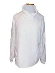 Athletic Works Womens Sweater Large 12/14 White Sherpa Pullover Fleece Pockets