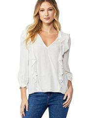 Paige Kaydynn Blouse Women's Medium White Ruffled Pullover Top Shirt