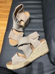 Moda España Suede Espadrilles Leather Crisscross Straps Summer Wedges Platform heel chunky block Sandal