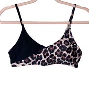 NWOT Beachsissi Padded Animal Print & Black Bikini Top Medium