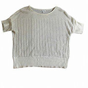 New York‎ & Co. White Short Sleeve Knit Sweater