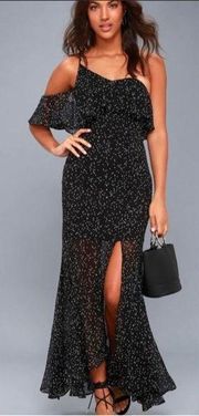 Embrace Me Black Polka Dot One-Shoulder Maxi Dress- WORN ONCE