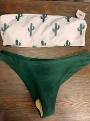 Green And White Bikini Set