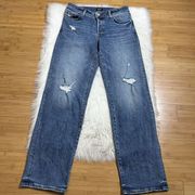 Jeans Womens 6x33 Blue Relaxed Straight Low Rise Button Fly Distressed