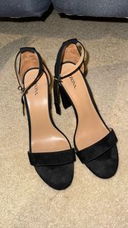 Black Peep Toe Block Heels