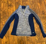 Blue Half Zip Up Workout Top