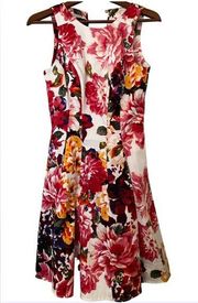 Maggy London sleeveless floral print fit and flare dress, size 4