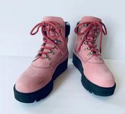 Telde Pink Calfskin Platform Lug Boots