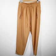 Active USA Tan Drawstring Elastic Waist Pants Women's Size Large L