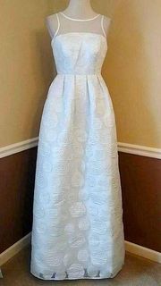 NEW Modcloth Minuet White & Silver Rose Jacquard Wedding Gown Maxi Dress Medium