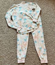 PJ Salvage Splatter Tie Dye Waffle Thermal Pajamas Lounge Set