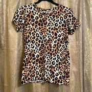 PINK Victoria’s Secret cheetah/leopard print crew neck t-shirt, XS