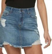 Rewash Vintage Reunion Distressed Blue Denim Skirt