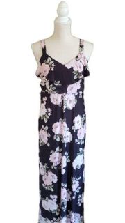 three pink hearts floral maxi dress size xs