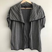 Dana Buchman Black Grey Chevron 100% Cotton Cardigan Women's Size Large L