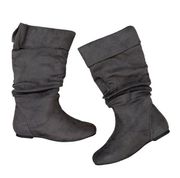 JOURNEE Collection Chely 3 Gray Mid-Calf Boots Women’s Size 6 Faux Suede