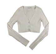 Lovers and Friends Ribbed Crop V Neck Cardigan in Ivory