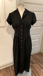 Buttondown Black Fitted Dress