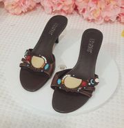 FRANCO Sarto Southwest Boho Style Kitty Heel Sandals Size 9M