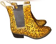 Jeffrey Campbell Rain Boots Leopard Cheetah Print Rubber Chelsea Boots Size 6