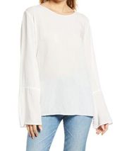 Treasure & Bond Ivory Loose Soft Voile Shirt Flowing Sleeves Blouse