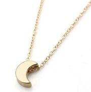 Floating moon necklace, , gold