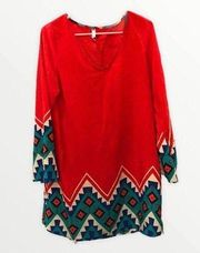 Red tribal short dress - small - medium - NWT