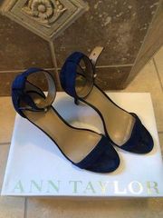 Blue Suede Heeled Sandals