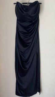 House of CB Medium PLUS CUP Adrienne black strapless corset maxi dress NWOT sz M