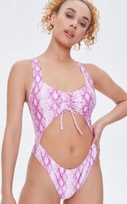 Forever 21 pink snake print one piece swimsuit