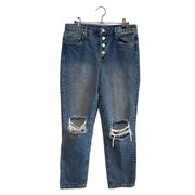 Blank NYC Madison Crop Medium Wash Busted Knee Distressed Jeans 28