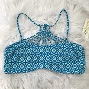 Tori Praver Seafoam Teal Blue Moroccan Boho Macrame Bikini Swim Top New S  new